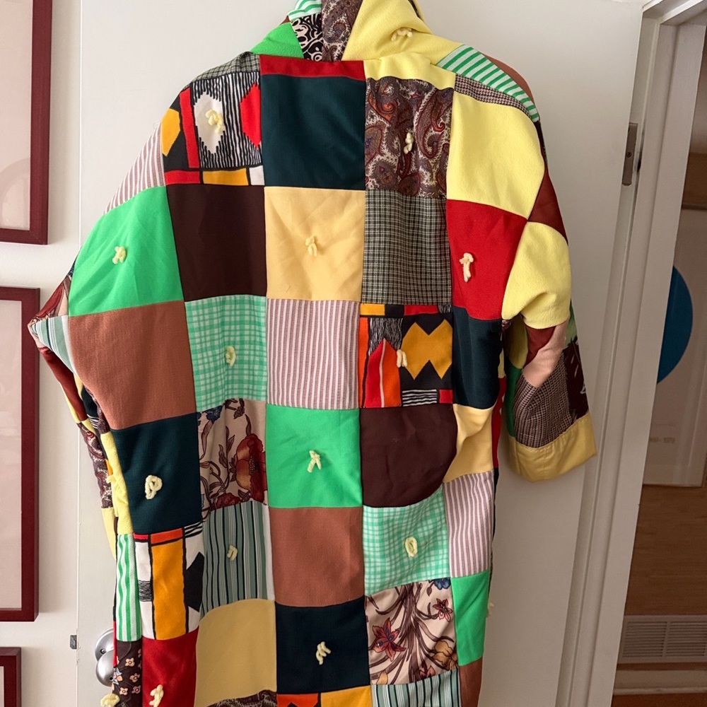 Colorful Patchwork quilted blanket jacket - image 2